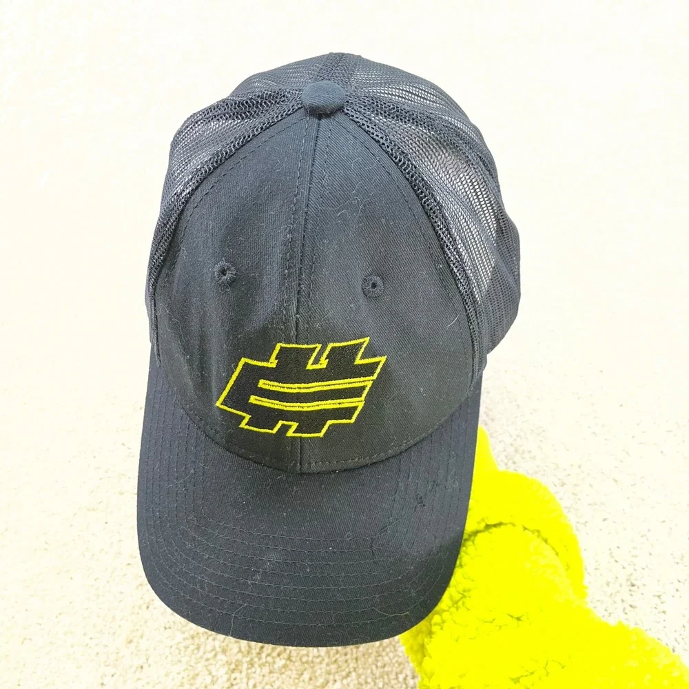 Outdoor Cap Trucker Hat Mens OSFM Black Yellow Logo‎ Snapback Mesh Baseball Cap